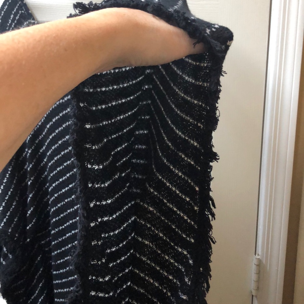 Maison Jules Striped Fringed Hacci Poncho - Picture 6 of 8
